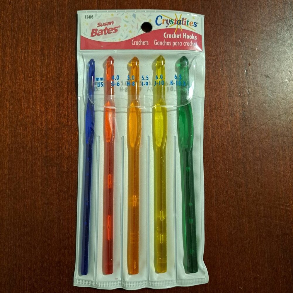 Susan Bates Crystalites Crochet Hooks. Set of 5: G H I J K